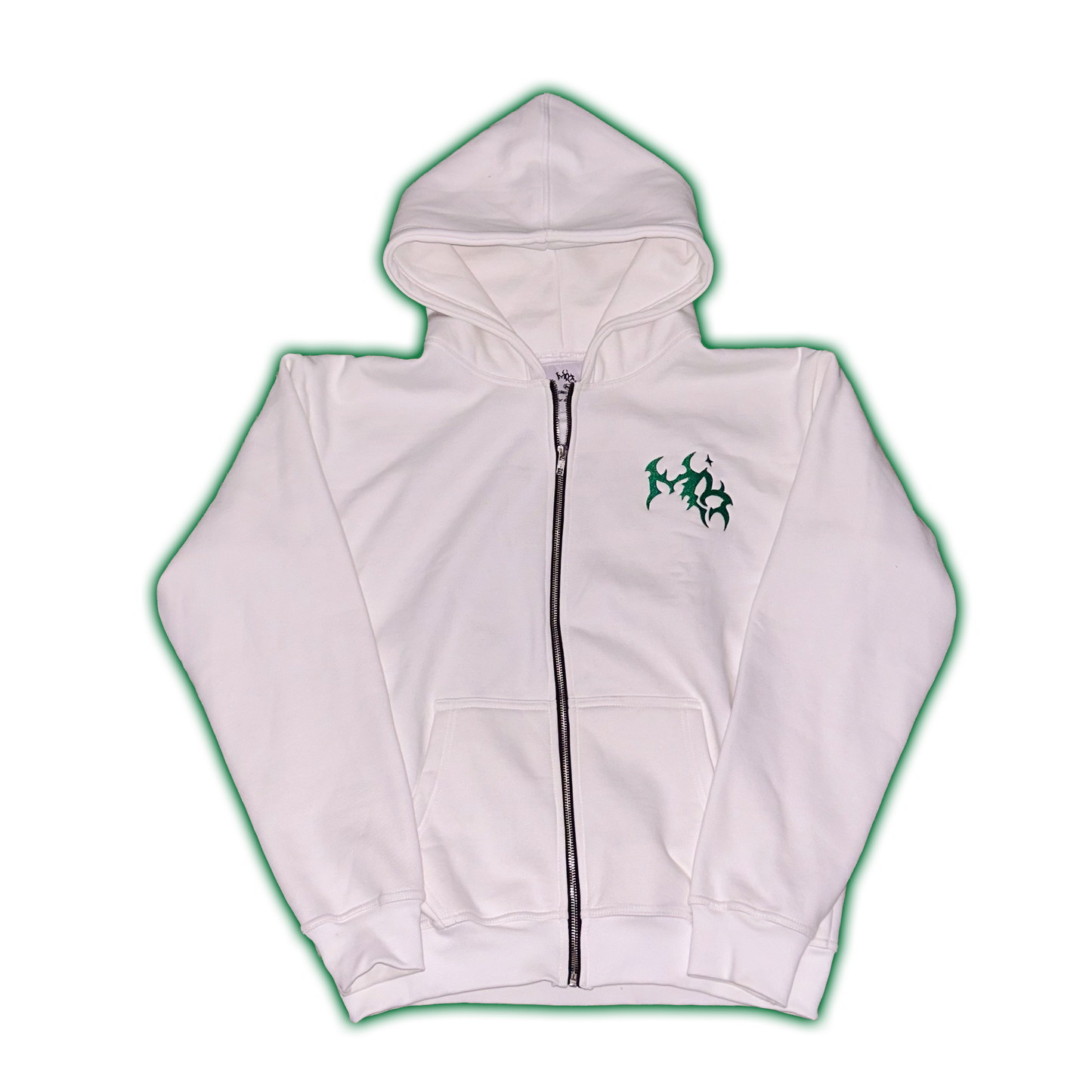 Monogram Zip Hoodie White