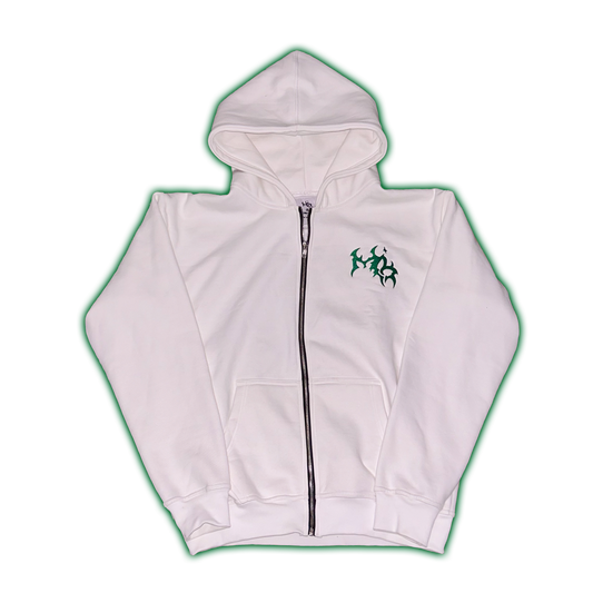 Monogram Zip Hoodie White